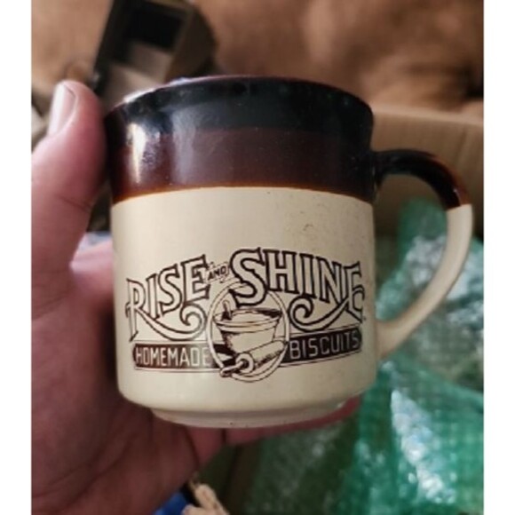 Vintage Hardees Rise & Shine Stoneware Coffee Mug Brown Drip Diner Restaurant - Picture 2 of 4